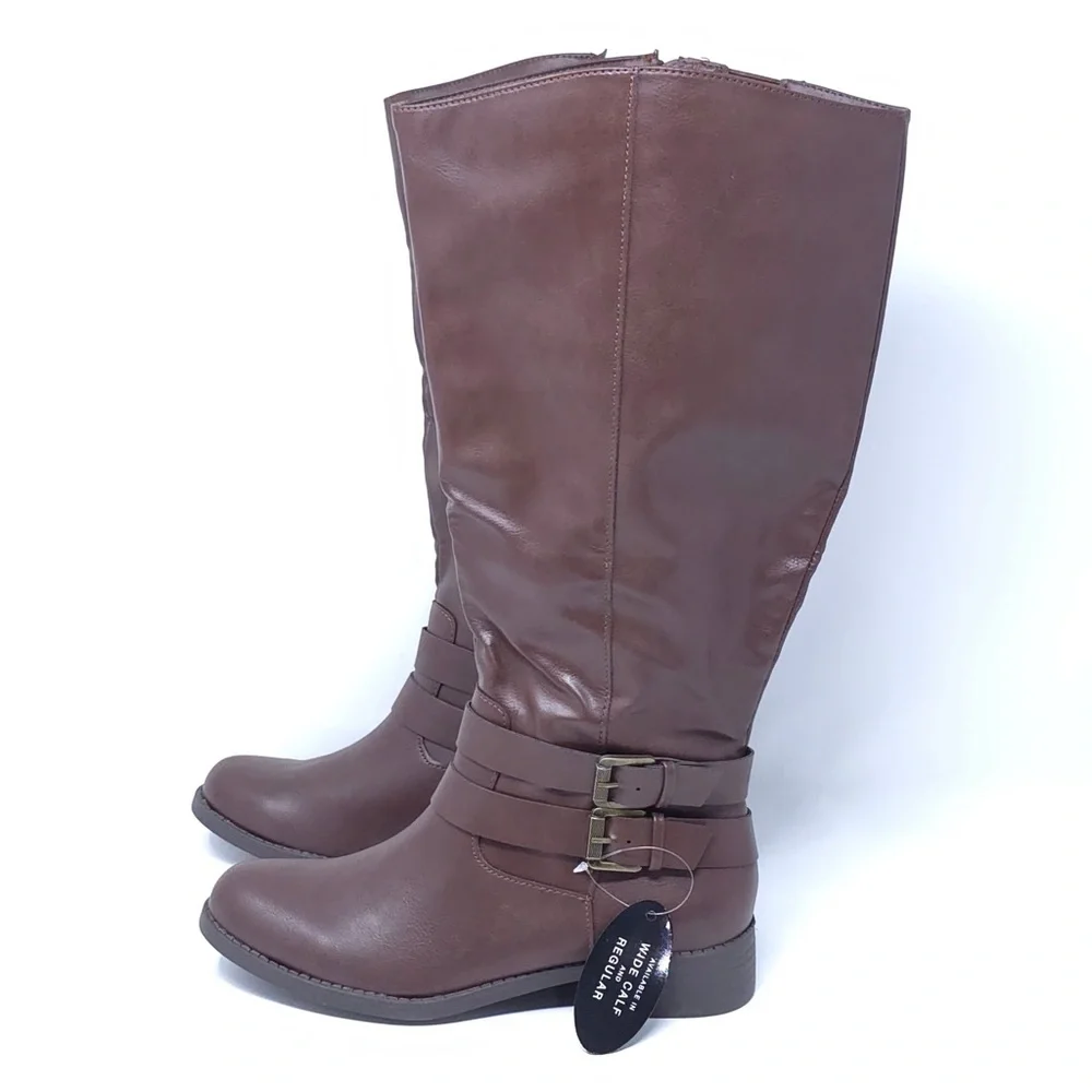 Style & Co MaliaWC Boots Brown Faux Leather Wide-Calf - Picture 5 of 12